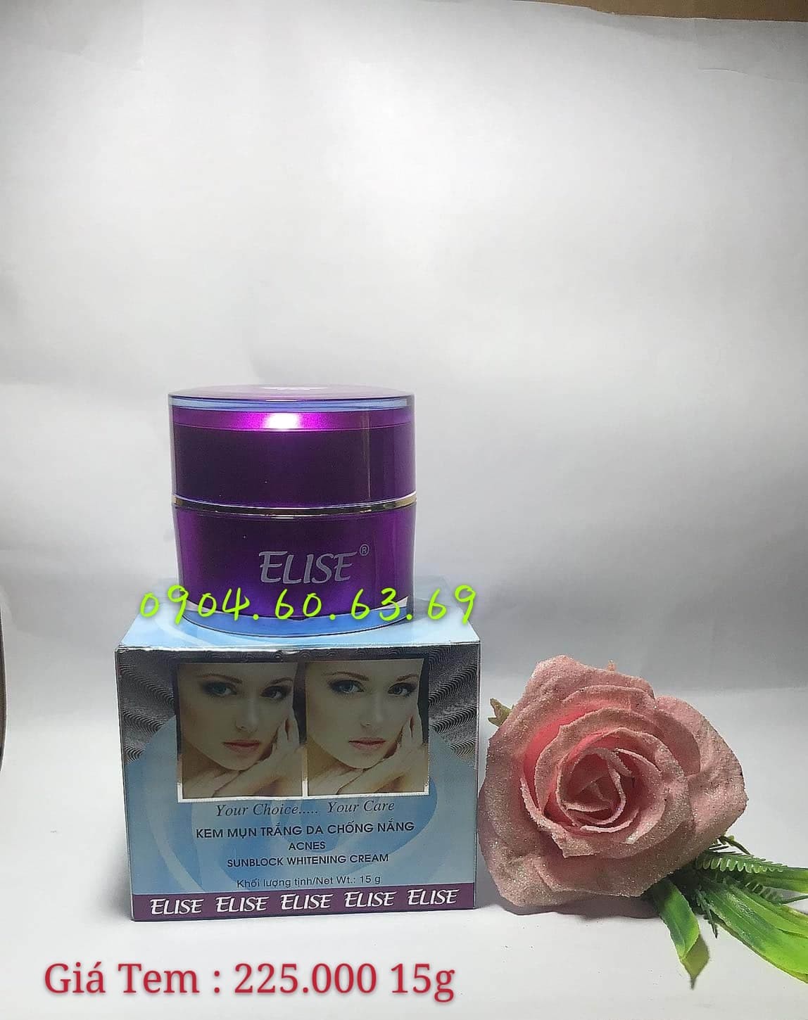 Kem Mụn Trắng Da Chống Nắng ELISE 15g Thảo Dược Hoa Sen