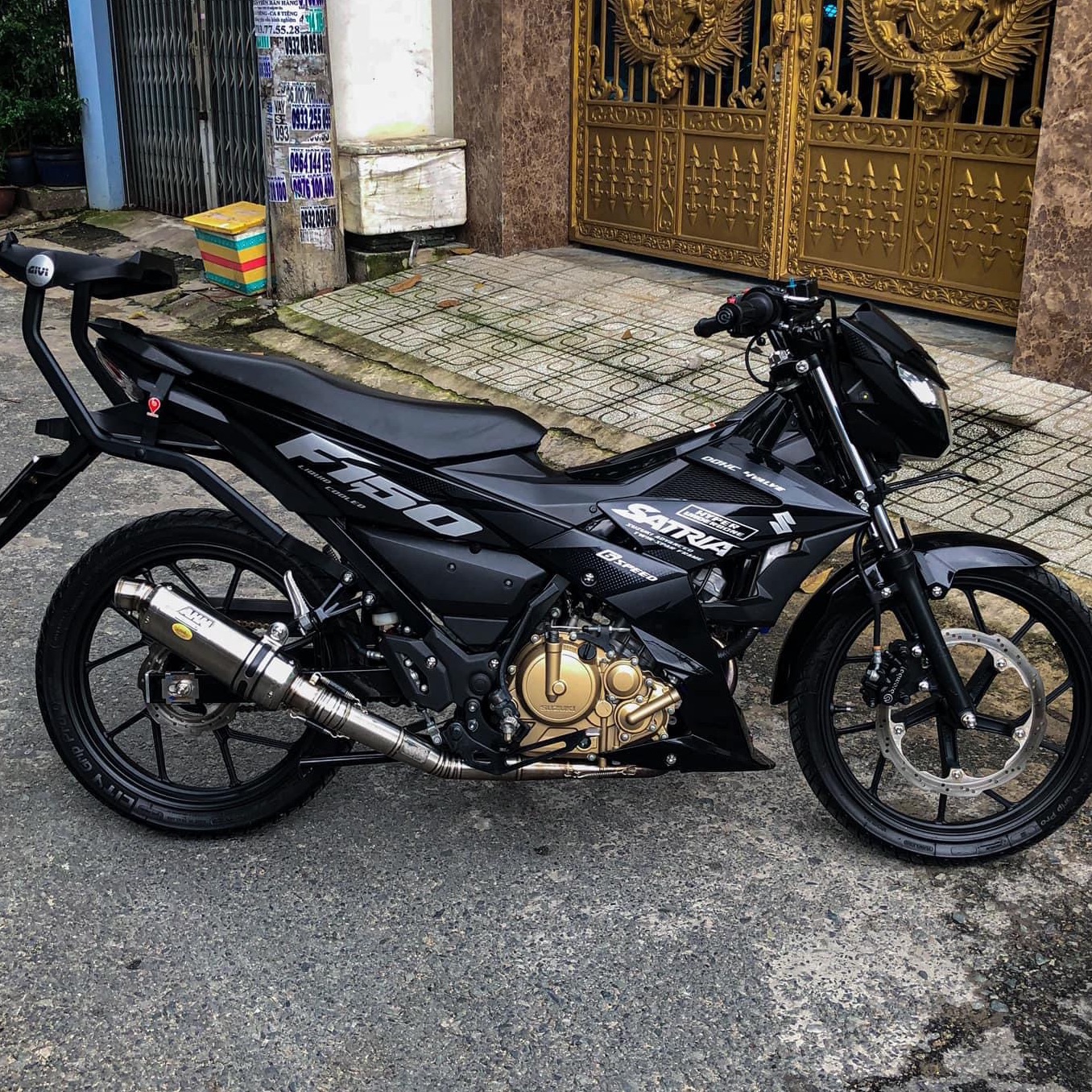 Tem rời Satria Fi dán xe đen Candy  tem in