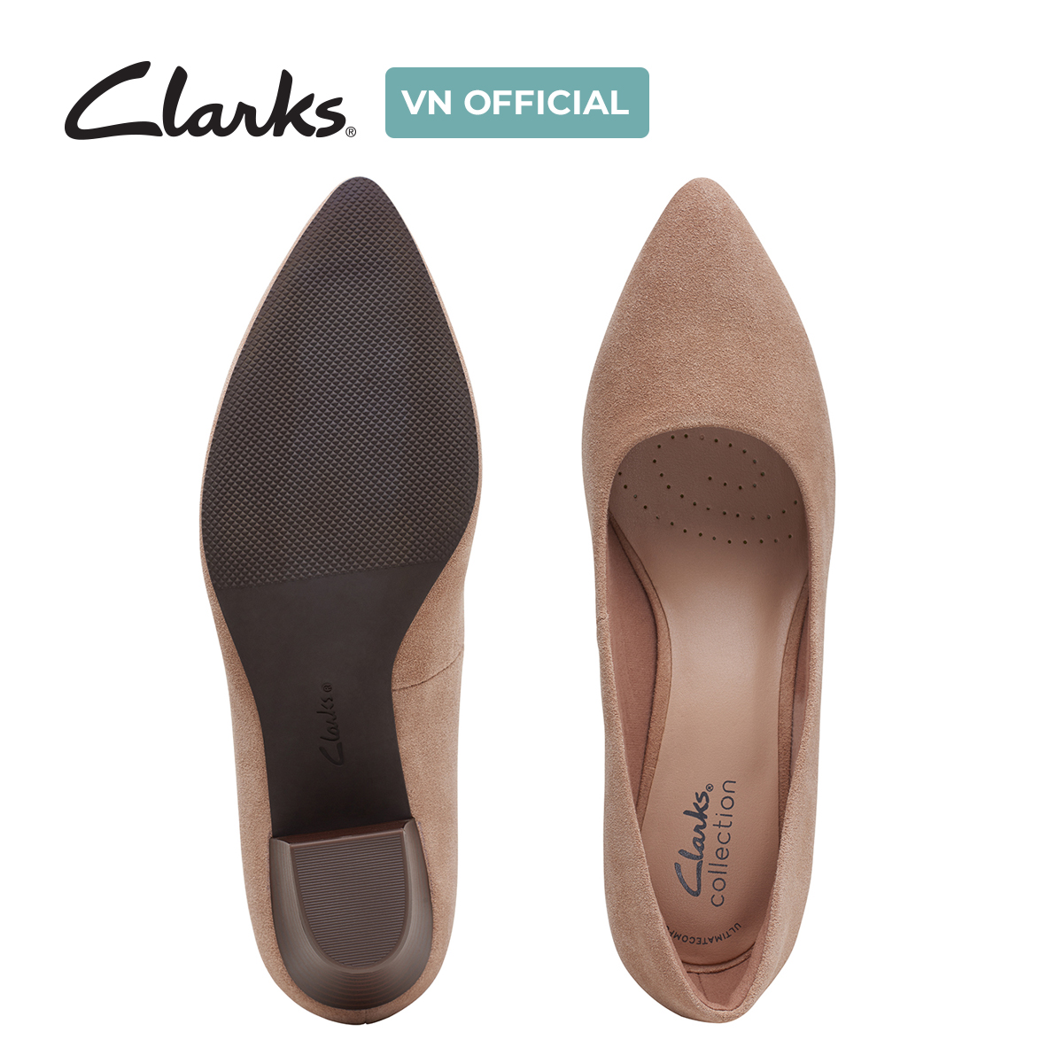 Giày Cao Gót 5cm Da Lộn Nữ Clarks - Teresa Step