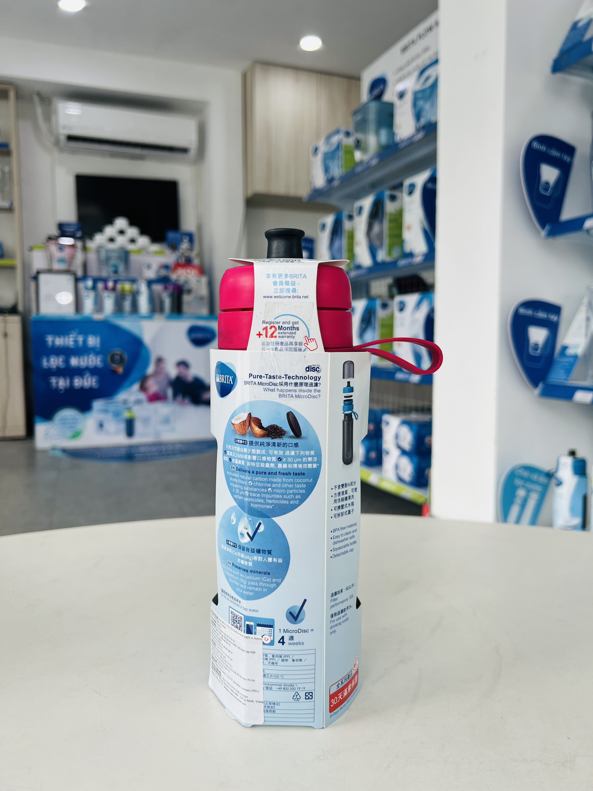 Bình lọc nước BRITA Active Pink 600ml (có sẵn 1 đĩa lọc Microdisc) - Thương hiệu đến từ Đức