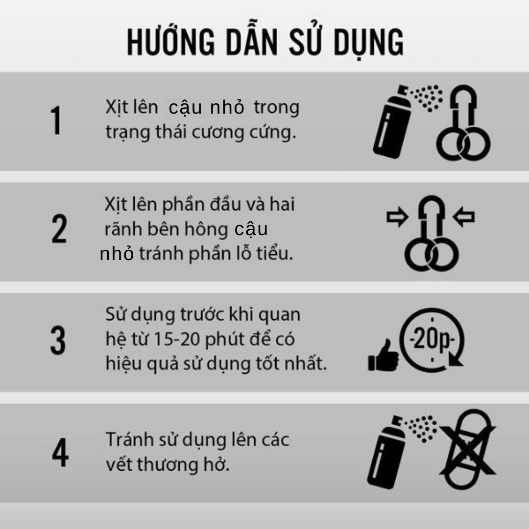 Xịt kéo dài thời gian quan hệ bền bỉ đến 60 phút,  giúp quý ông tăng cường sinh lực mạnh mẽ đạt 'phong độ đỉnh cao'