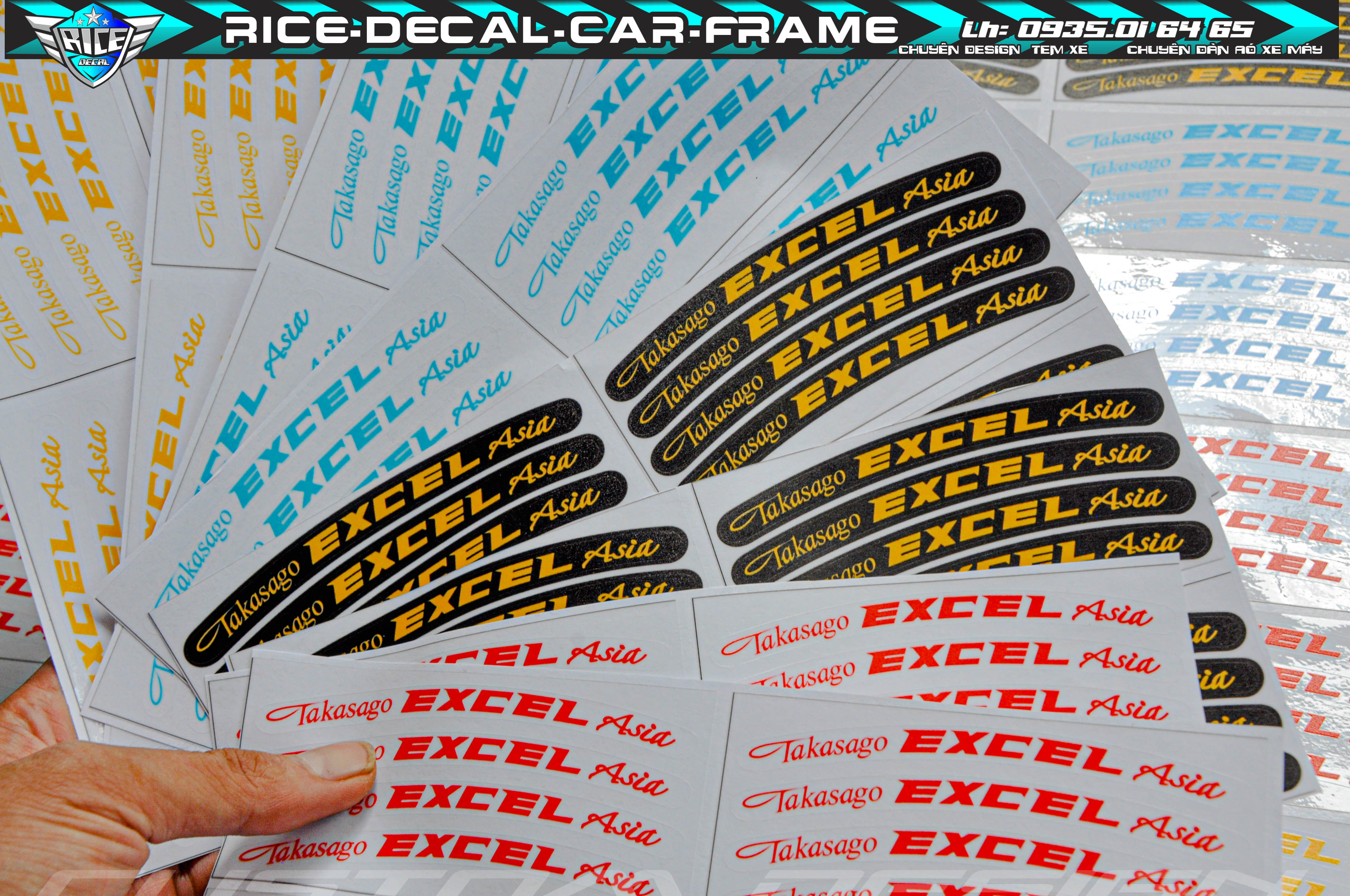 Tem niềng Excel Chuẩn chất lượng 1bộ 4 miếng dán ( In Uv Chất liệu Xịn )