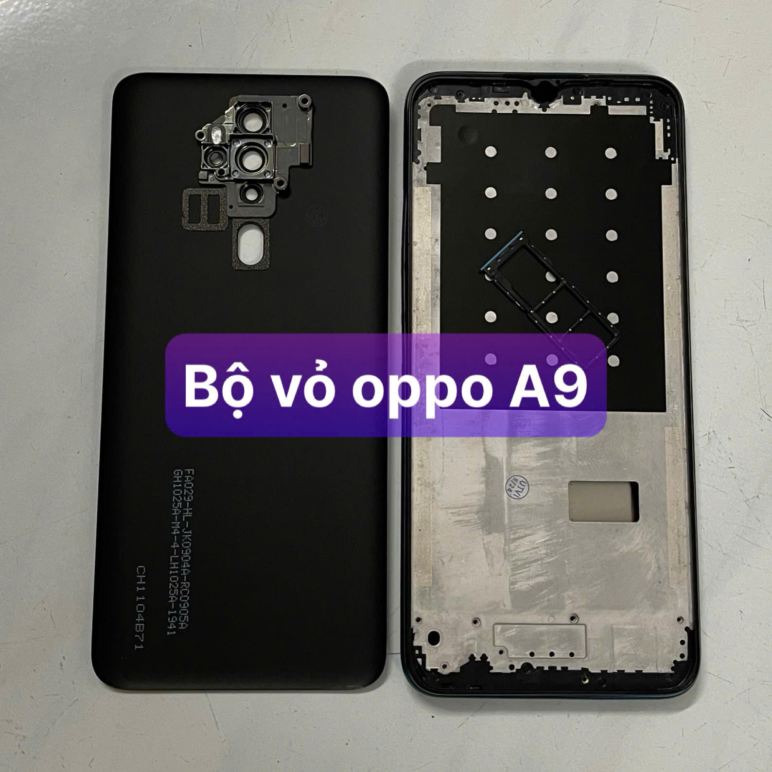 bộ vỏ xương oppo A9 2020 ,kèm khay sim,phím,kính camera
