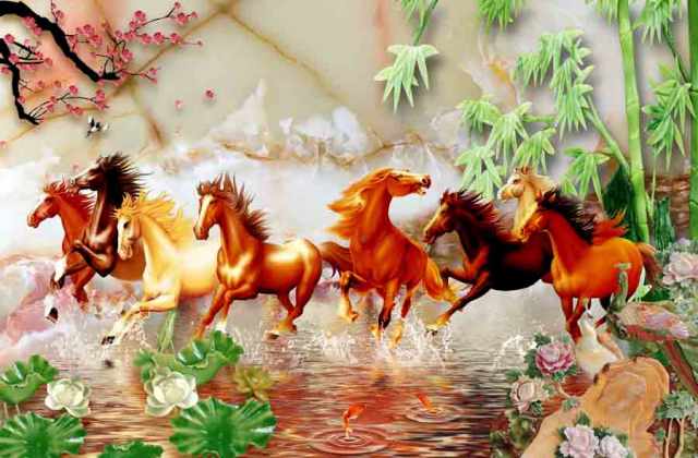 Tranh dán tường 3d mã đáo thành công kt vừa
