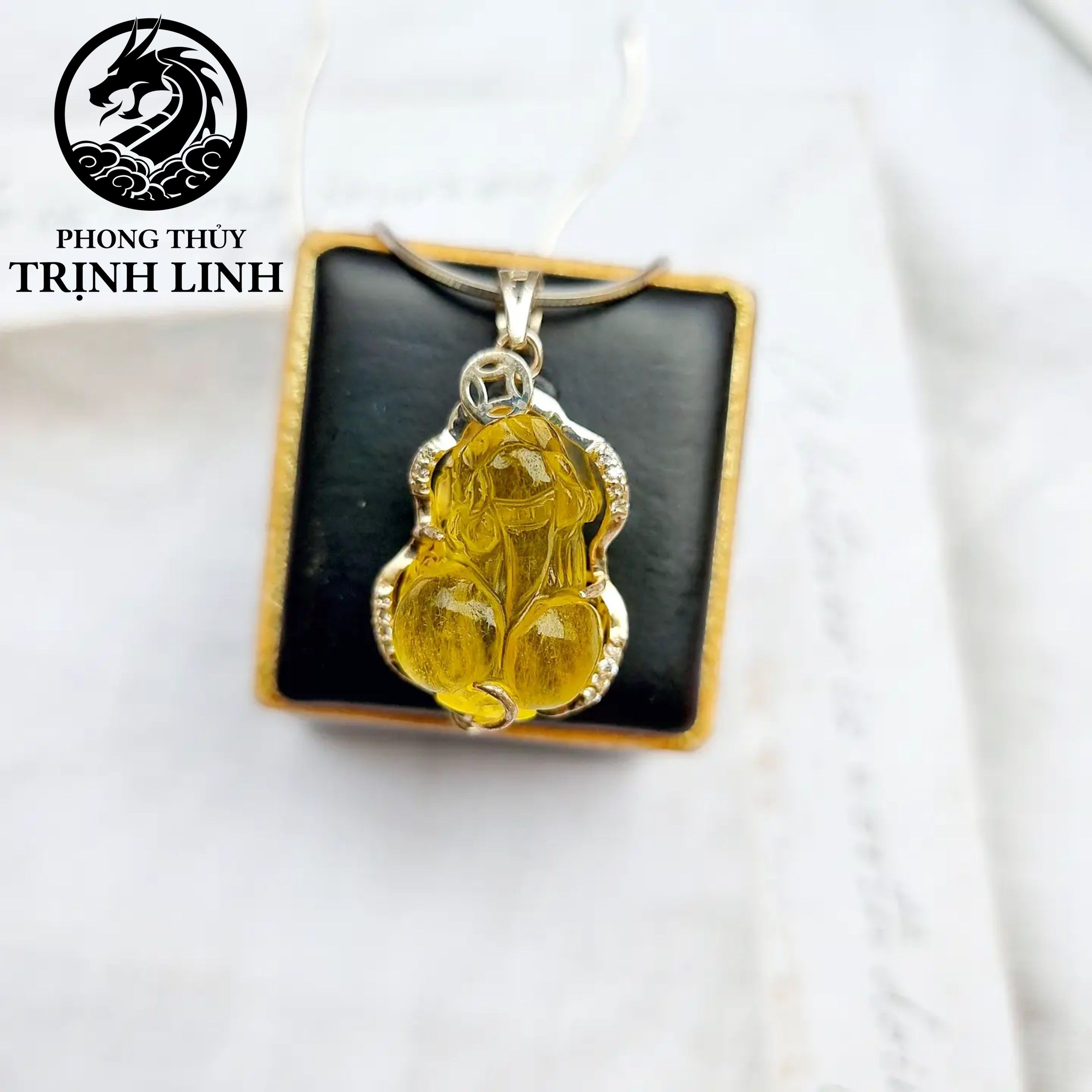 DÂY CHUYỀN TỲ HƯU THẠCH ANH TÓC VÀNG VIỀN BẠC