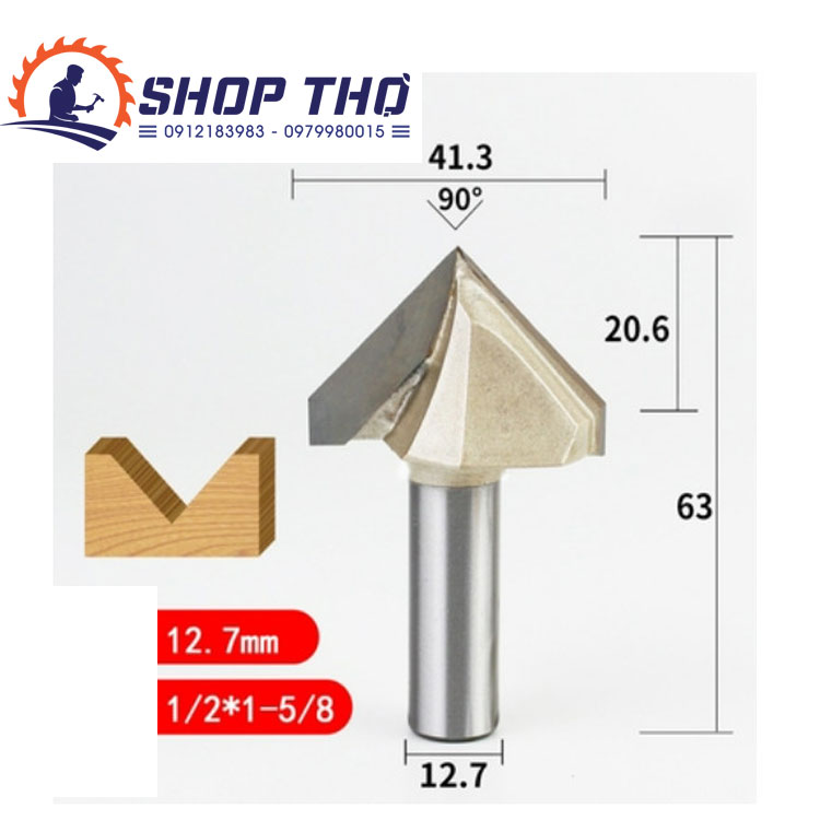 Mũi Phay 3D Tideway Đánh Góc Nhọn 90 độ