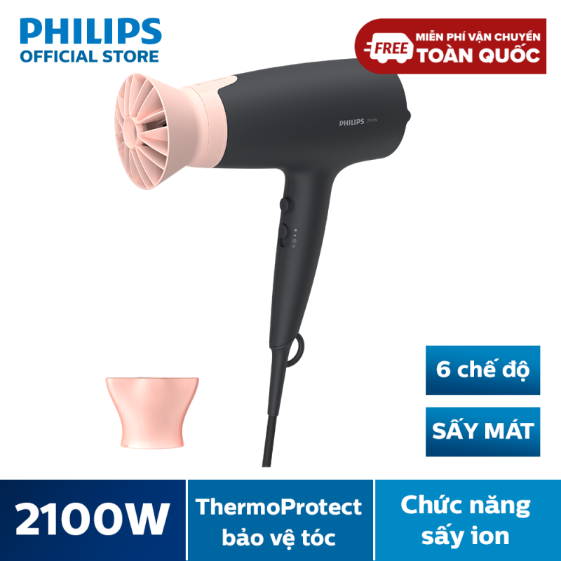Máy sấy tóc Philips BHD350/10 Công suất: 2100w, 3 chế độ sấy tóc với chế độ nhiệt Thermo Protect cùng chế độ sấy mát giá rẻ