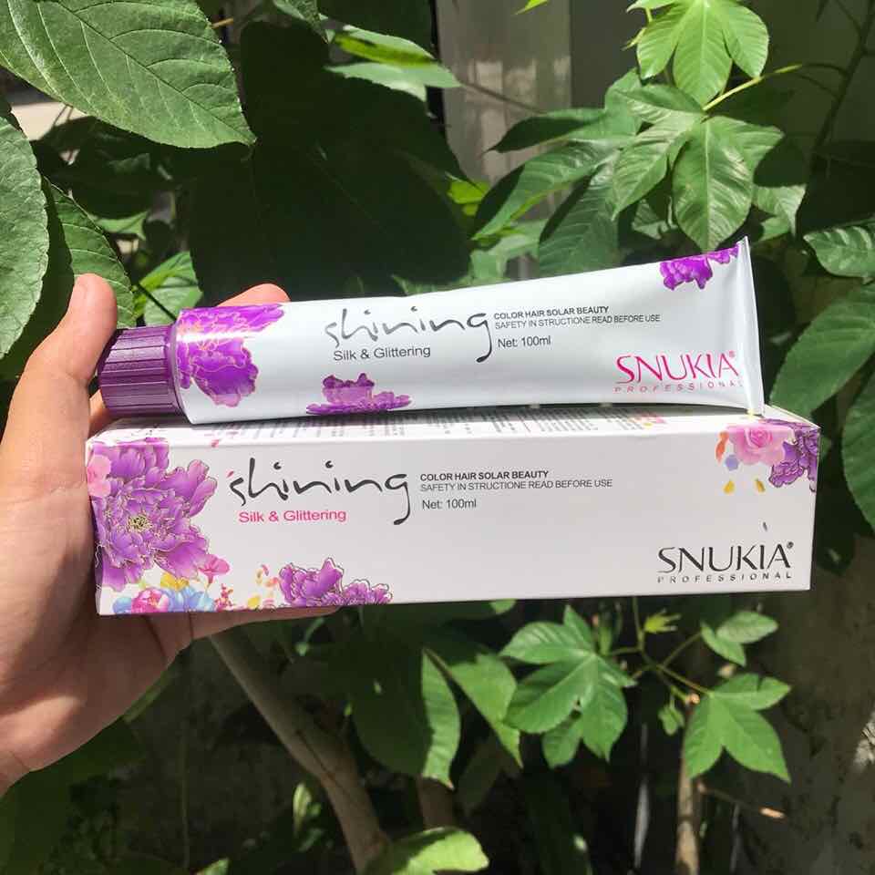 (tặng kèm oxi mini) MÀU NHUỘM PHỦ BẠC NÂU ÁNH ĐỎ ĐẬM SNUKIA 100ml mã 44.45