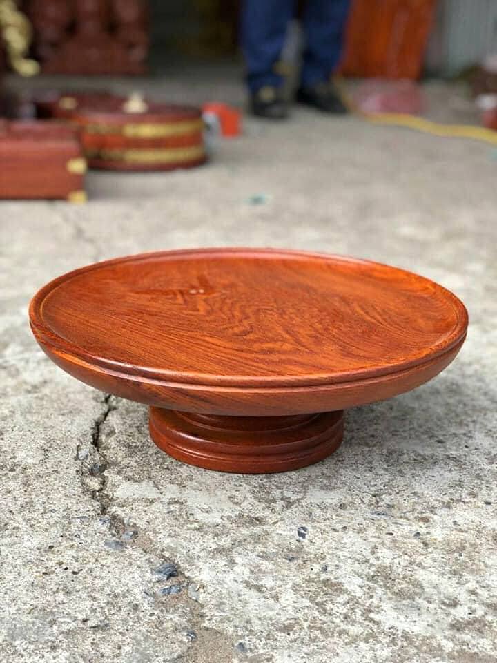 Mâm bồng gỗ hương đá (đường kính 30cm, cao 12cm)