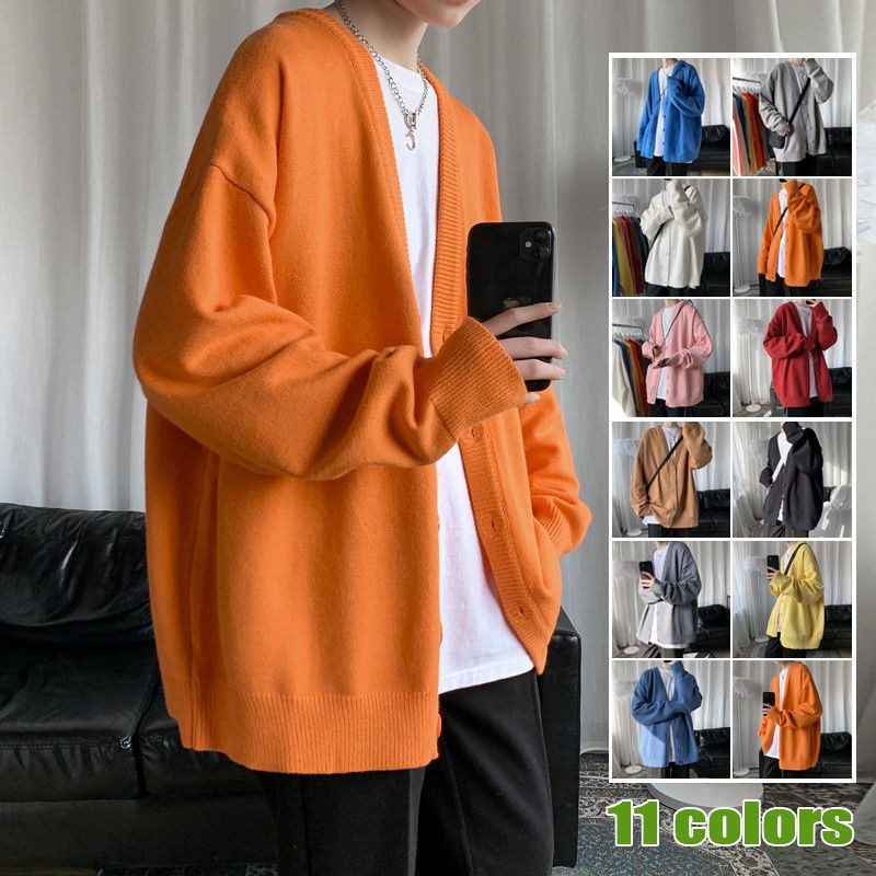 Áo khoác len cardigan màu sắc đơn giản thời trang cho nam