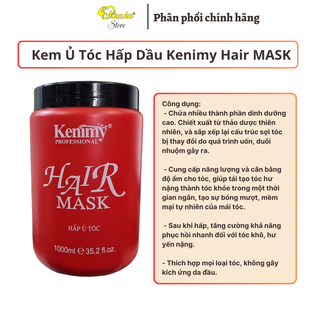 Kem ủ tóc ( Hấp dầu ) Kenimy Hair MASK đỏ - 1000ml