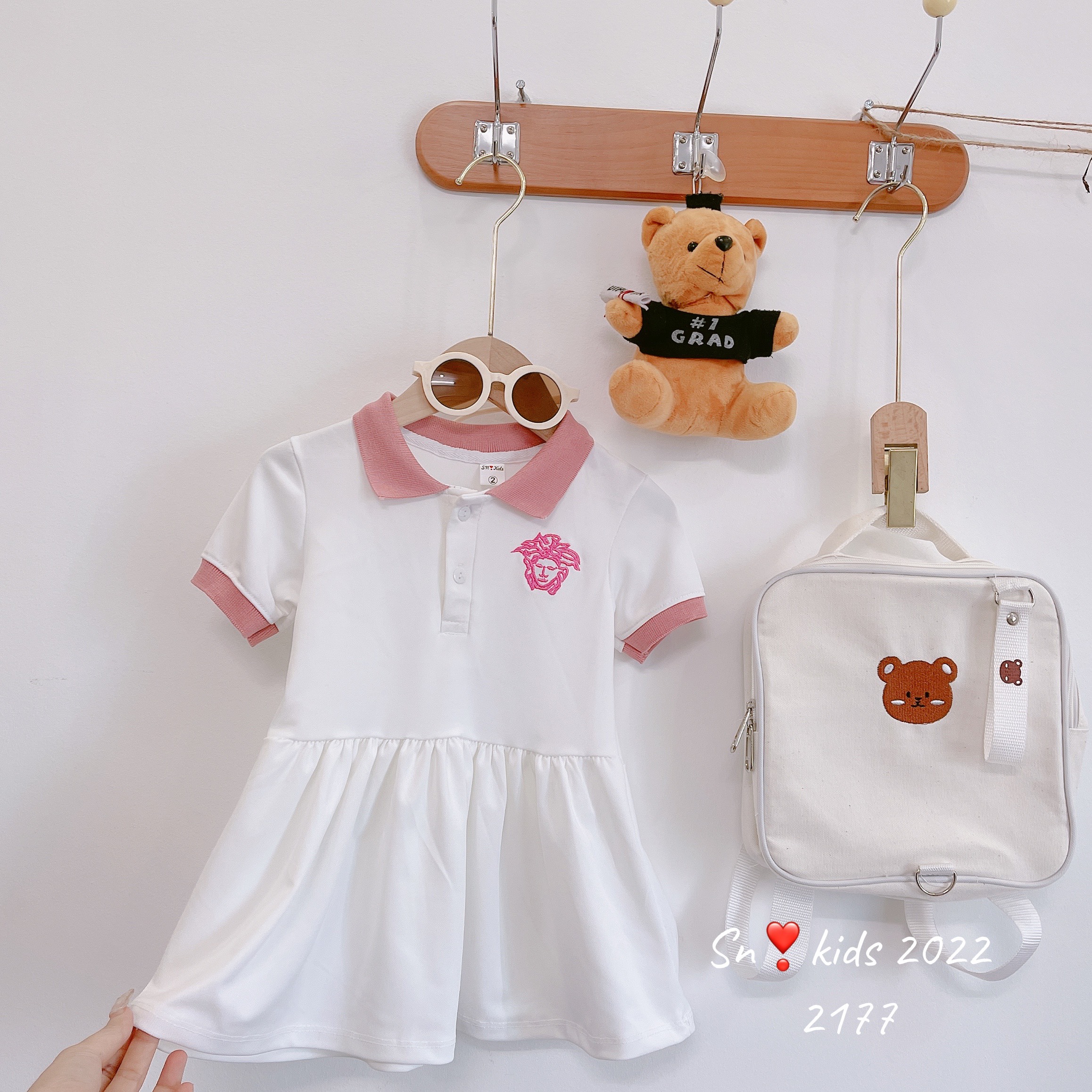 Váy cho bé gái, Váy polo cổ bẻ dáng xòe đuôi cá cho bé gái từ 8-25kg