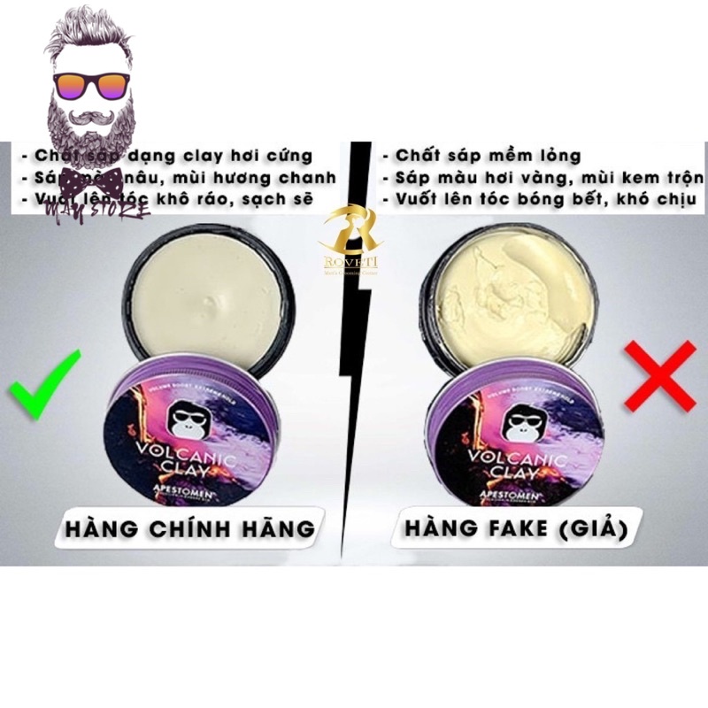 Sáp Vuốt Tóc Nam VOLCANIC CLAY APESTOMEN Cao Cấp - 80gr [ Hàng Chính Hãng ]