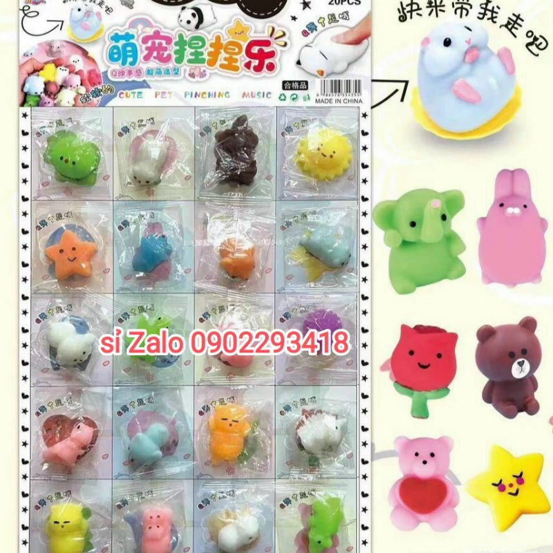 Vỉ 20 con thú mochi bóp dẻo giúp giảm stress