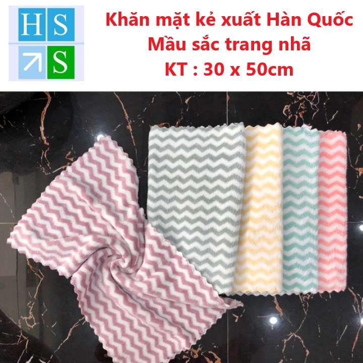 Set 10 chiếc KHĂN MẶT KẺ HÀN QUỐC (30 x 50cm) cực mềm mịn, thấm hút tốt (Hàng xuất khẩu Hàn Quốc)
