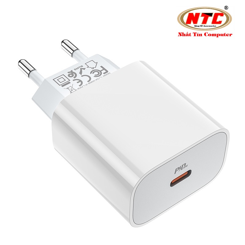 Bộ sạc / Cốc sạc nhanh Hoco C76A Plus cổng TypeC PD 20W (Trắng) Nhất Tín Computer