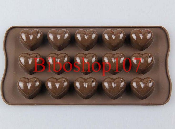 Khuôn silicon làm kẹo, thạch, rau câu, socola 15 trái tim giọt nước