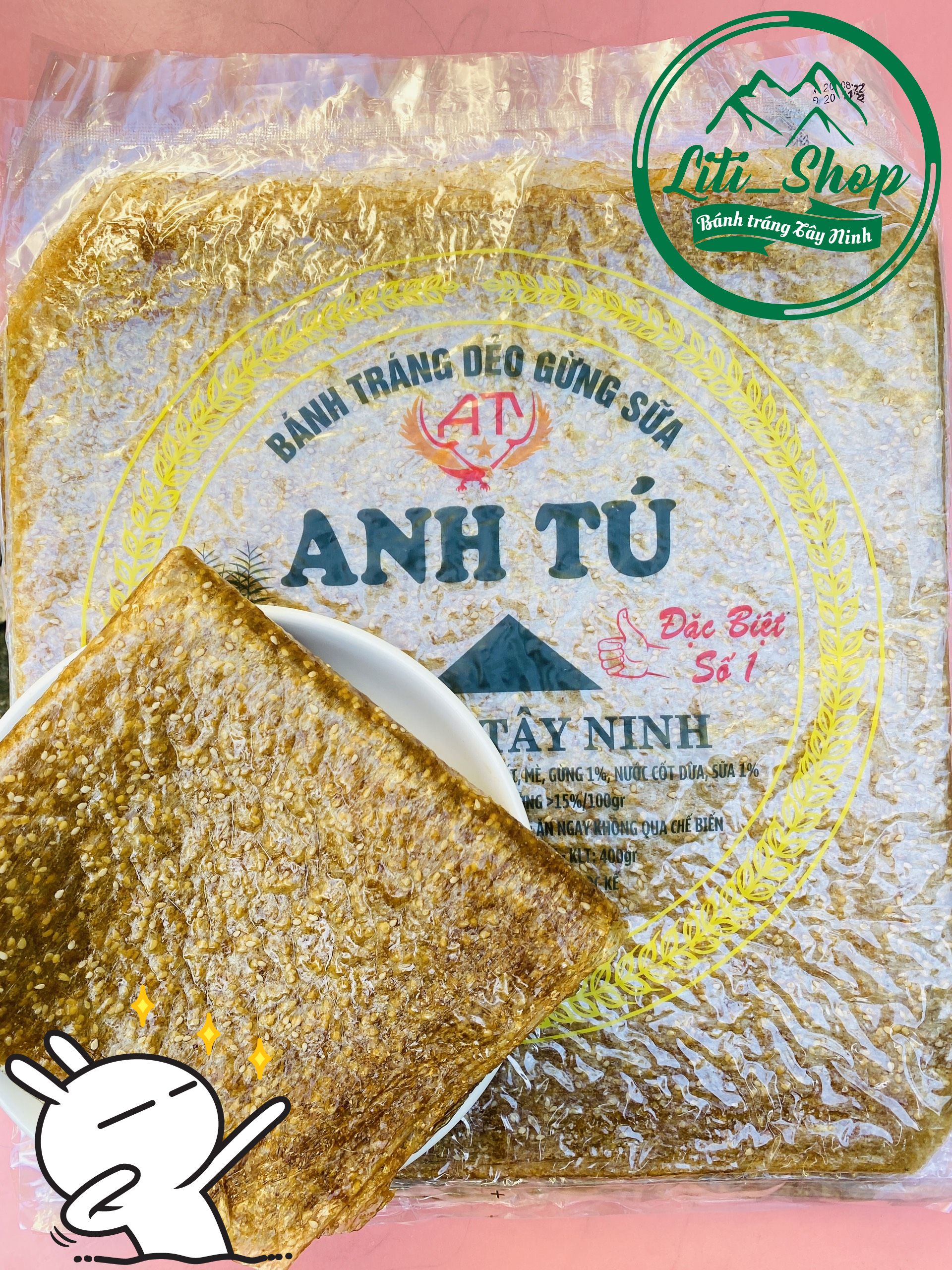 Bánh tráng Dẻo mè gừng Sữa Anh Tú 450Gr