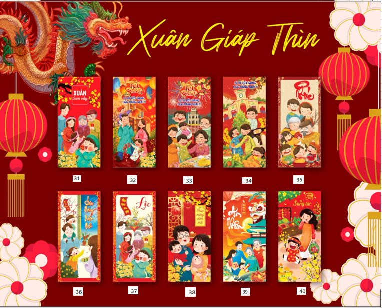 Combo 50 chiếc lì xì mẫu mã mới nhất năm 2024