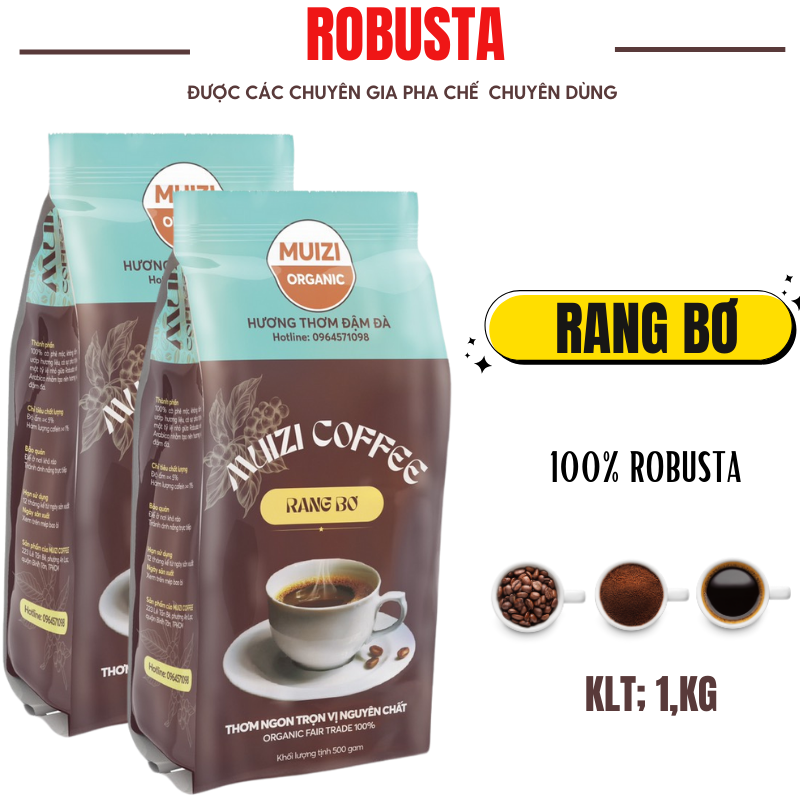 Cà phê hạt nguyên chất, cà phê hạt ROBUSTA 100%  Rang Bơ  ( 1KG )