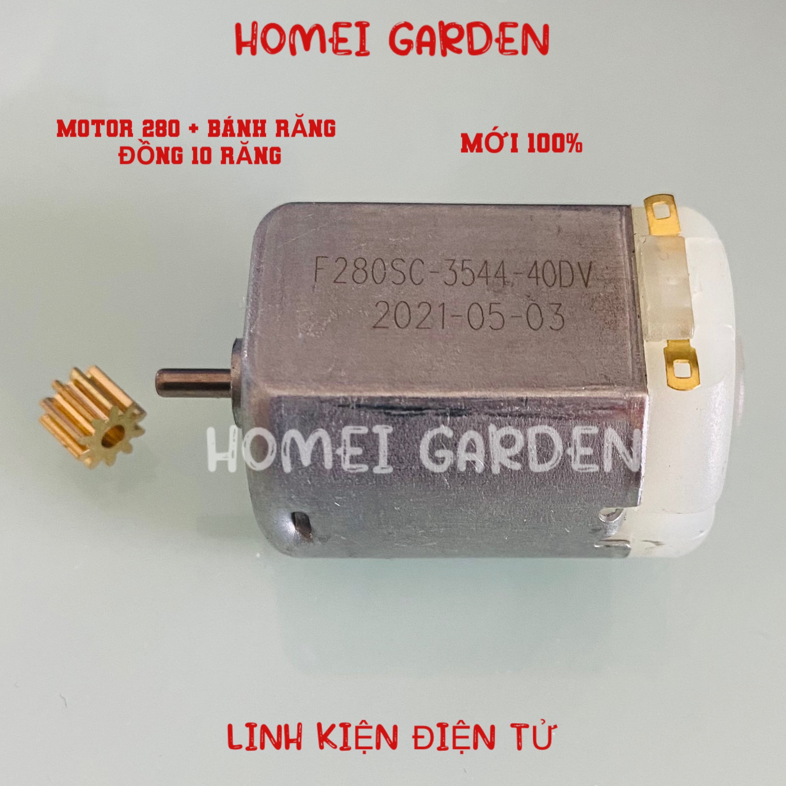 Động cơ motor 280 kèm bánh răng đồng 10 răng sử dụng cho máy tăm nước - HM0193