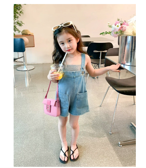 Yếm short jean 2 túi đắp cho bé Y598