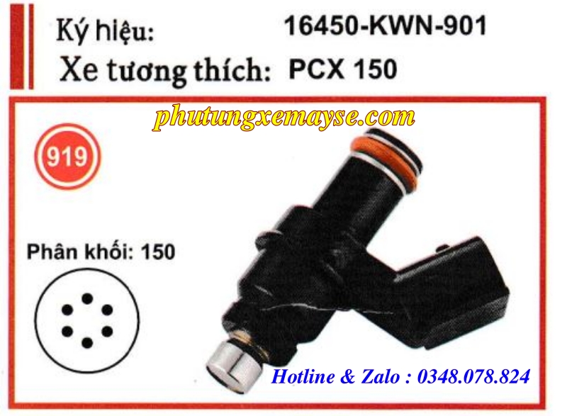 Kim phun xăng xe PCX 150cc, SH 150cc (6 lỗ)
