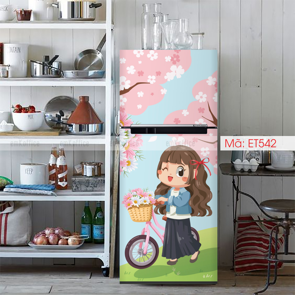 Decal dán tủ lạnh, miếng dán tủ lạnh mẫu cute - BO110