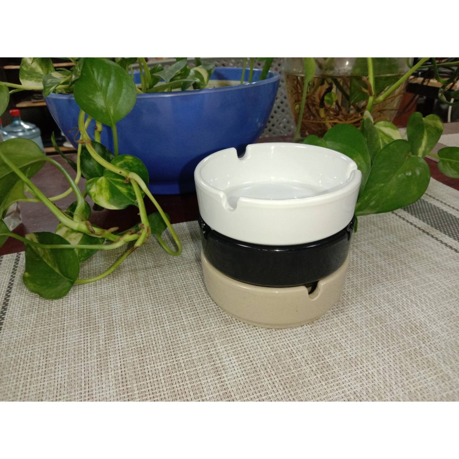 Gạt Tàn thuốᴄ, Vuông và Tròn (Đen - Trắng - Nâu - Xanh) Melamine