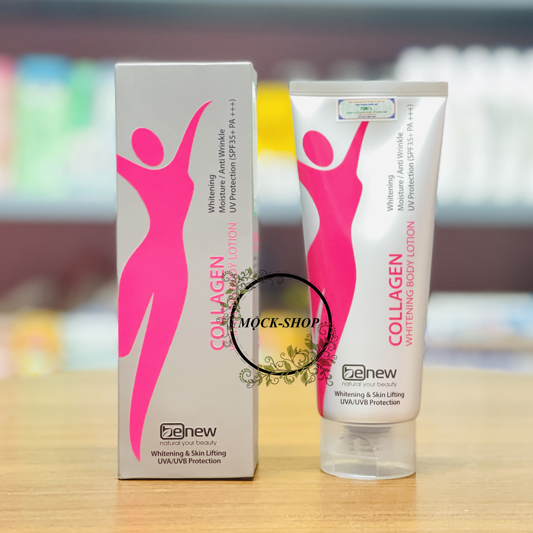 Kem dưỡng trắng da nâng Tone chống nắng toàn thân Benew Collagen Whitening Body Lotion SPF35+ PA+++ 200ml BCB8