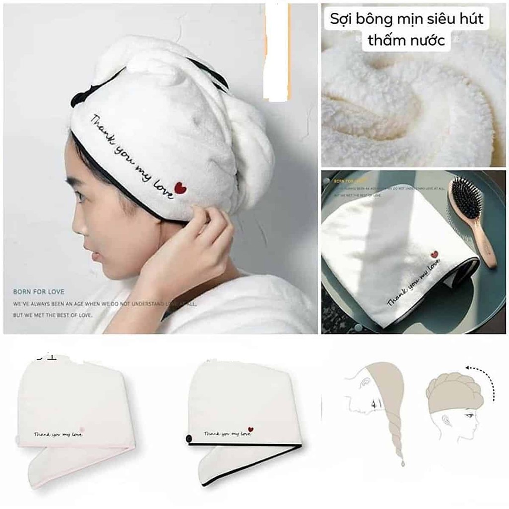 Khăn quấn tóc làm khô tóc cực nhanh siêu thấm nước