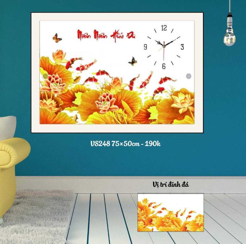 Tranh đính đá abc cao cấp gia hòa vạn sự hưng vs343 kích thước: 90x46cm