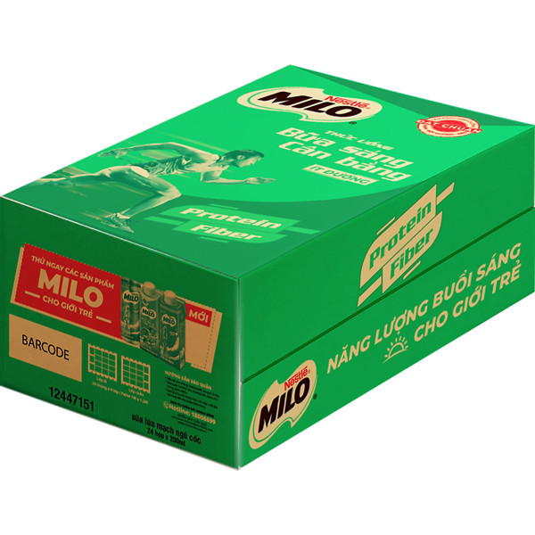 [FLASH SALE] Thùng 24 hộp Milo nước nắp vặn tiện dụng 210 ml/ bữa sáng ít đường 200 ml