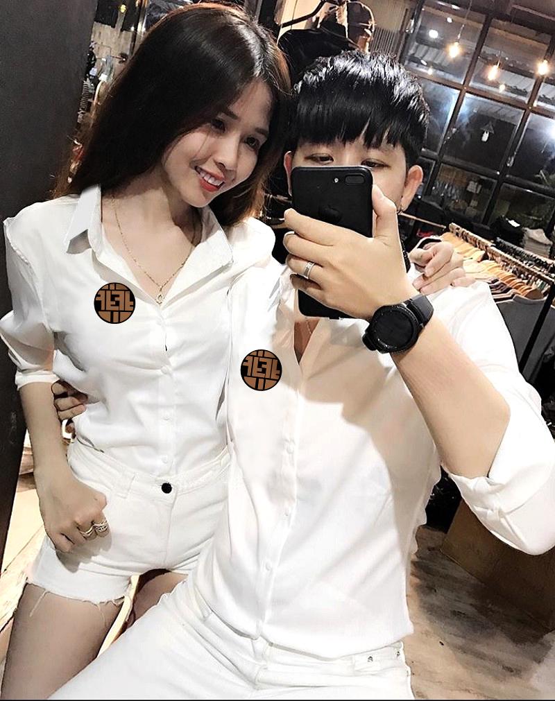 Áo sơ mi nam nữ cao cấp phối chiếc lá sang trọng