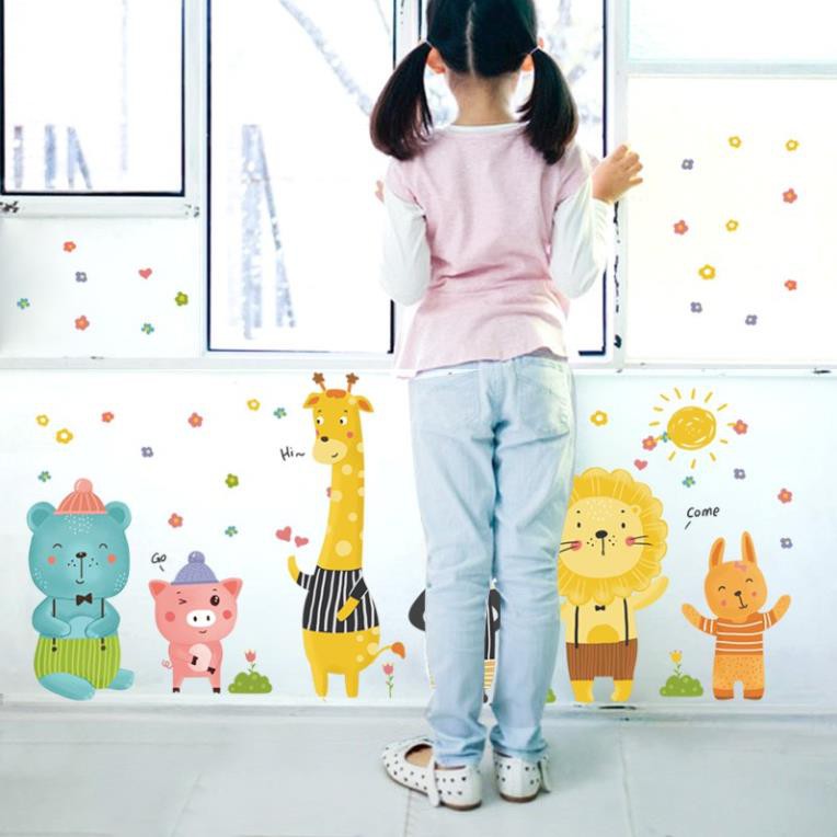 Decal Decor Dán Tường Động Vật Bé Trai Bé Gái