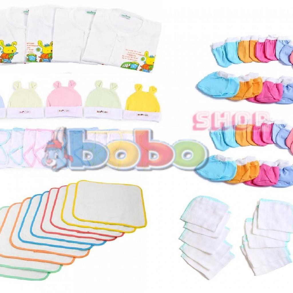 [HCM]Set 50 Món Đồ Dùng Bosini Cho Bé Sơ Sinh 2-8kg (5 Áo 10 Tã 10 Bao Tay-10 Chân 5 Nón 5 Tấm Lót 5 Khăn Sữa)