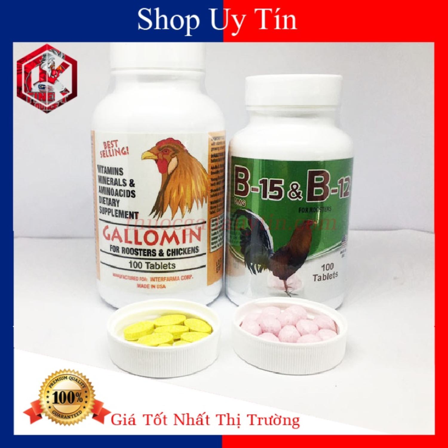 Combo 50 viên gallomin + 50 viên b15 b12 -nuôi chiến kê chế độ đá