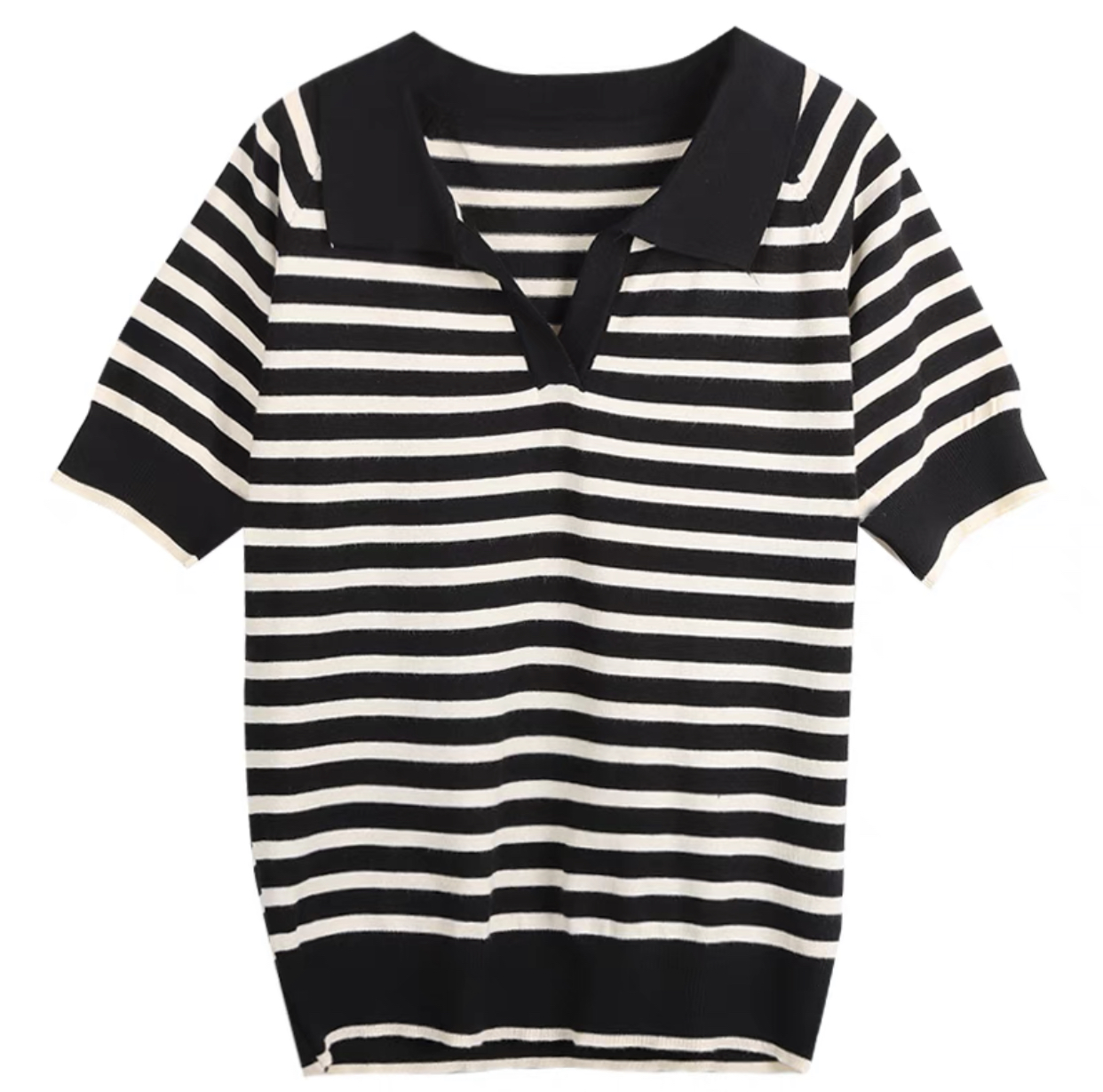 Ms191 áo polo cổ bẻ kẻ ngang