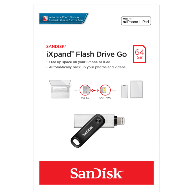 USB OTG SanDisk iXpand Go 64GB 3.1 cho iphone 14 prm trở xuống (Bạc) Nhất Tín Computer