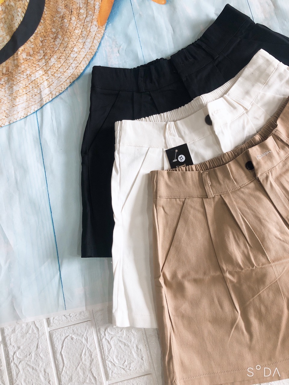 quần short nữ chất kaki chưn lưng kiểu nhật
