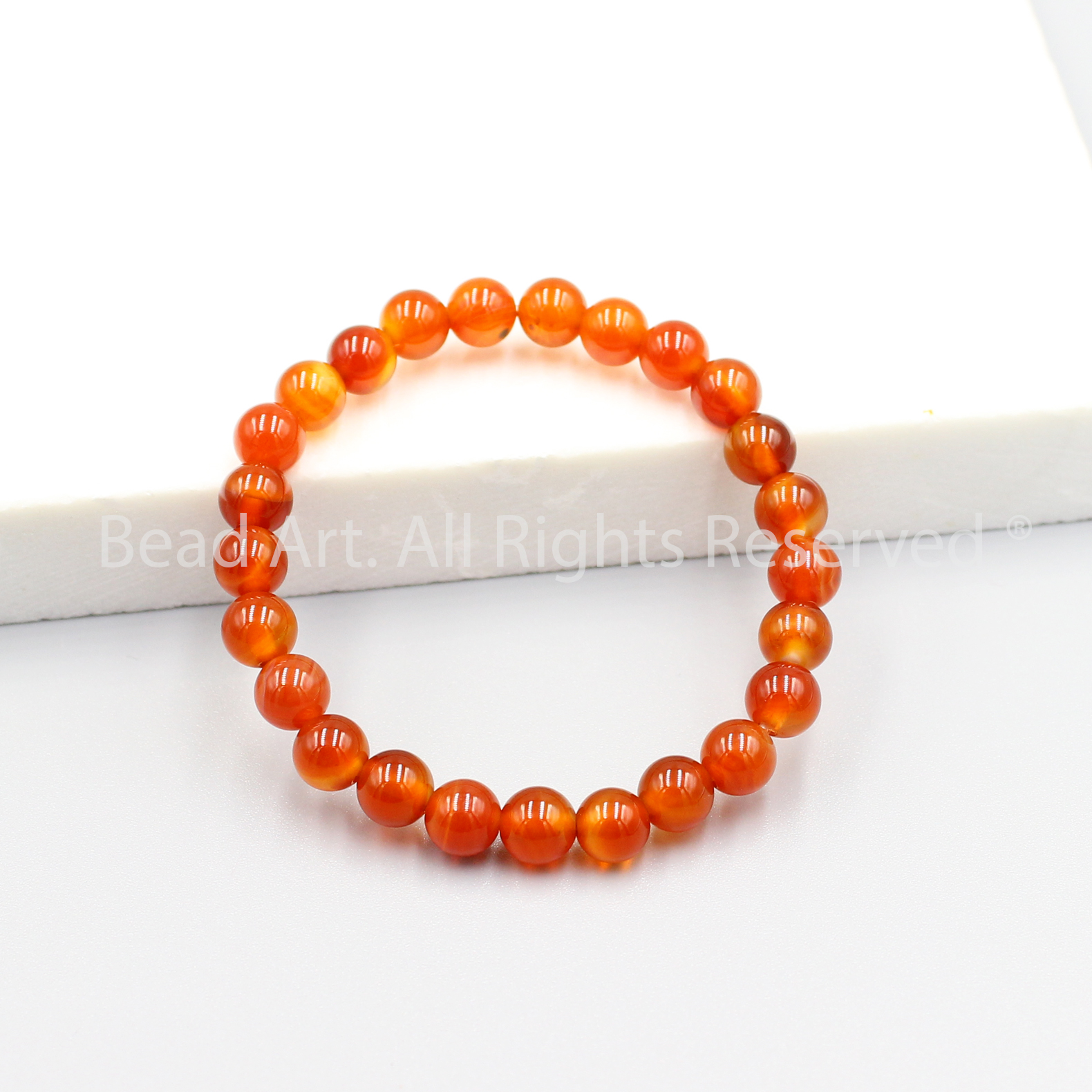 Vòng tay 6mm đá mã não đỏ cam, agate xử lý màu, vòng tay phong thuỷ, chuỗi hạt, mệnh hoả, thổ - bead art