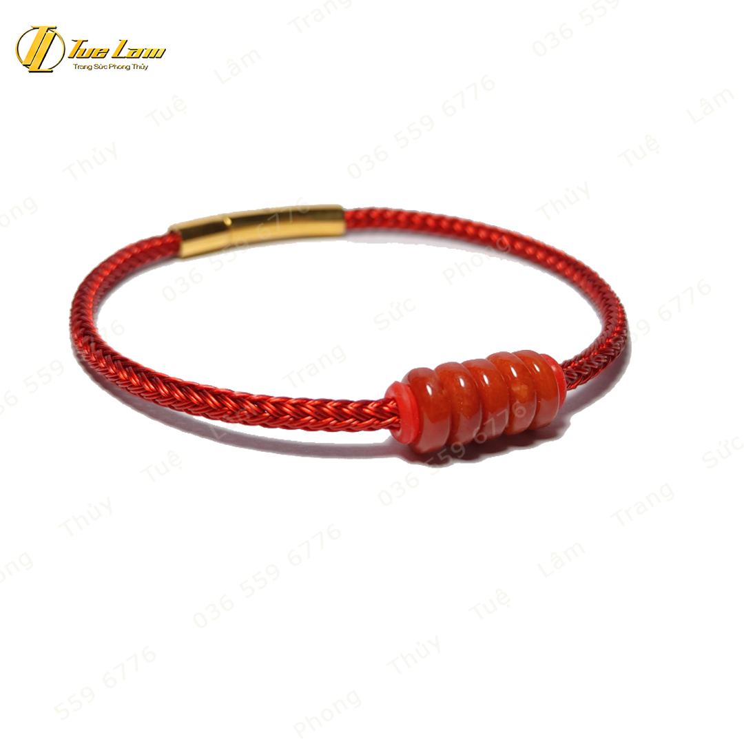 Vòng tay ngũ điếu ngọc huyết jade hợp mệnh hỏa thổ chiêu tài lộc thu hút may mắn bình an - Tuệ Lâm