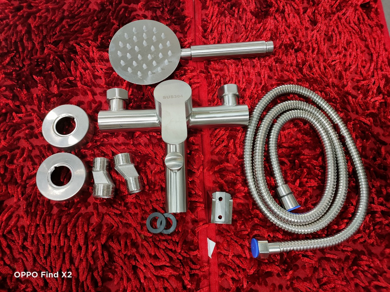 Bộ củ sen tắm nóng lạnh inox 304 - Thân trúc tròn