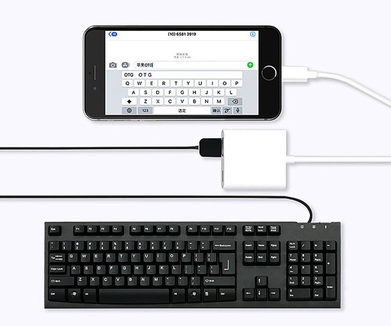 Cáp OTG USB Lightning to USB 3.0 kèm lỗ sạc pin