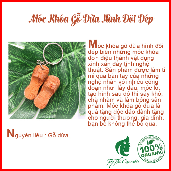 Móc Khóa Gỗ Dừa Hình Đôi Dép