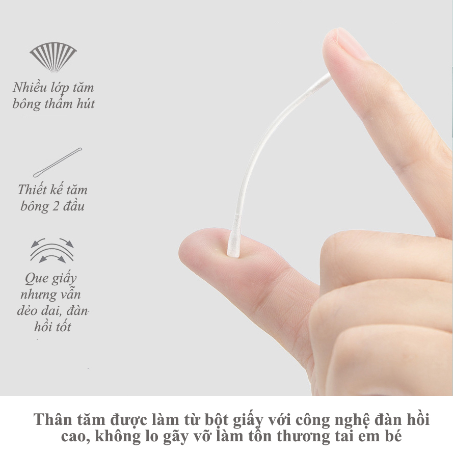 Tăm bông VCOOL kháng khuẩn hộp 200 chiếc