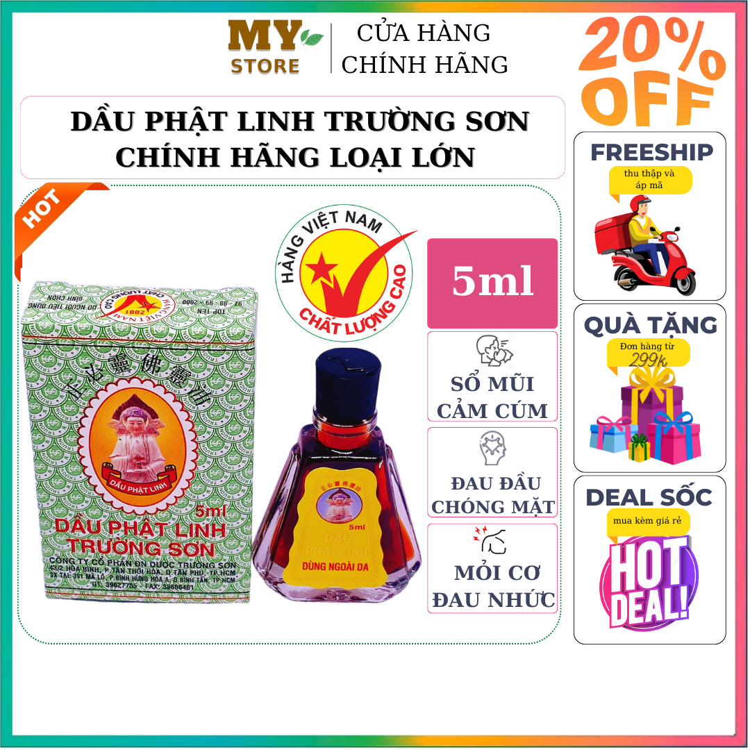 (Chính Hãng) Dầu Gió Phật Linh Trường Sơn Loại Lớn 5ml