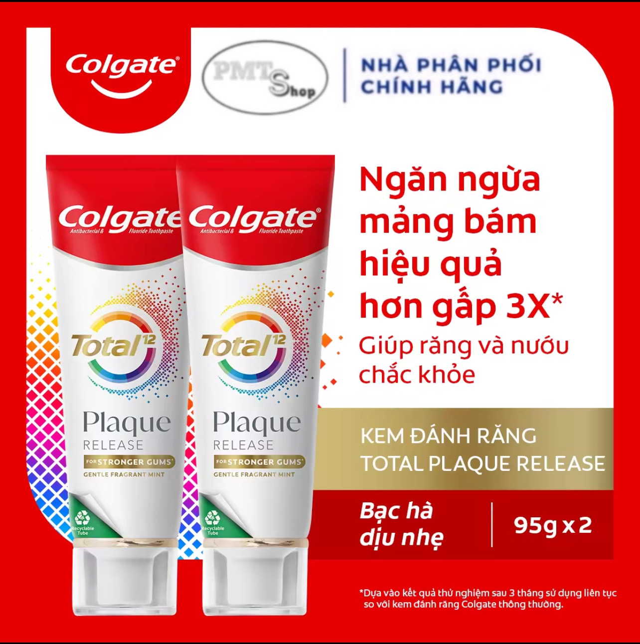 Combo 2 Kem đánh răng Colgate Total Plaque Release tuýp 95g