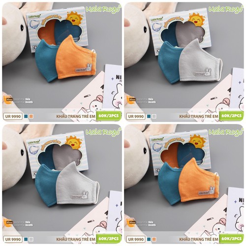 Khẩu trang vải kháng khuẩn Uala rogo 0-6 tuổi