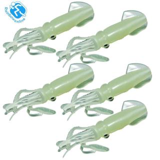 5Pcs 4.3 inch Glow Luminous Soft Squid Octopus Skirts Fishing Lure Baits (Light Green) - intl thumbnail